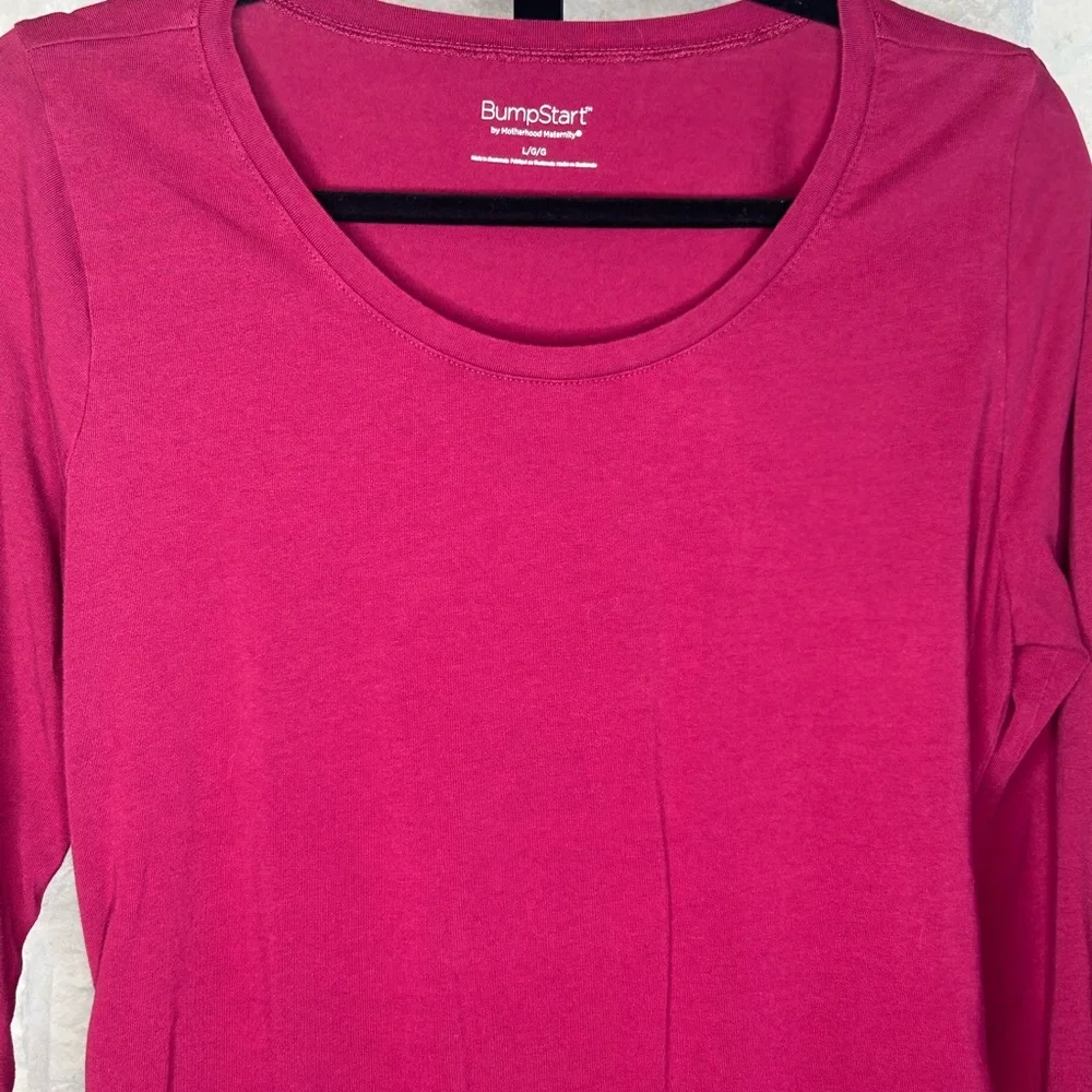 Bumpstart Maternity Long Sleeve Tee Shirt Wine color size Large